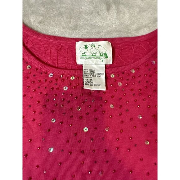 Women’s Quacker Factory Sweater Pink Beaded Plus 3X - Picture 7 of 14